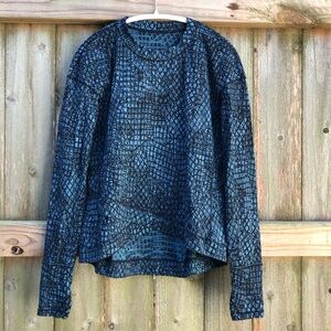 Lululemon Close to Crossing Long Sleeve Top XL Tectonic Jacquard Shipmate Black